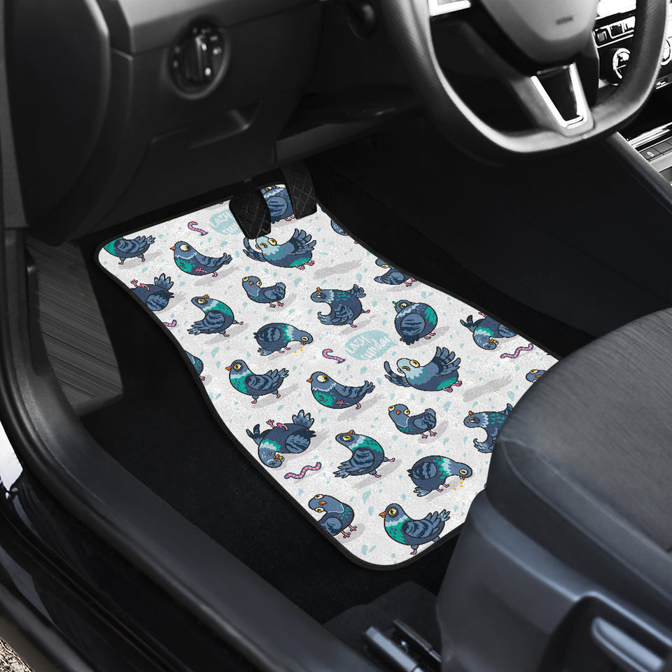 Pigeon Pattern Print Design 02 Front and Back Car Mats