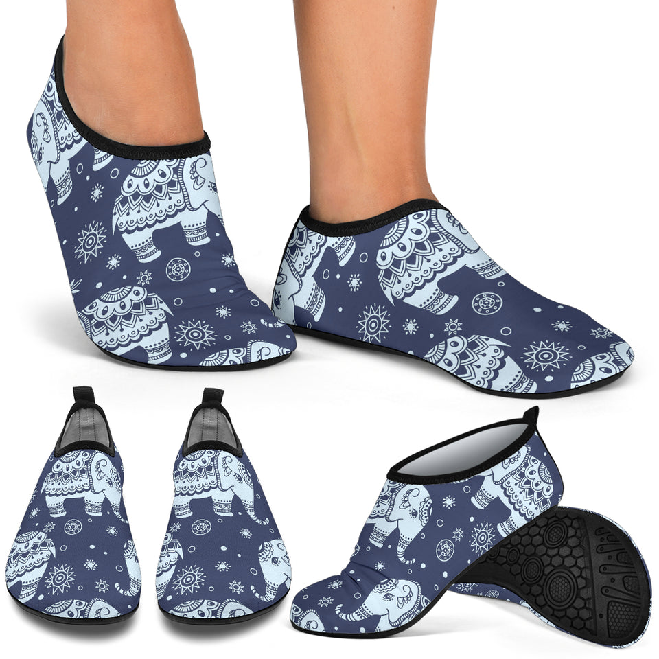 Elephant Tribal Design Pattern Aqua Shoes