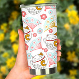 Maneki Neko Lucky Cat Fan Sakura Tumbler