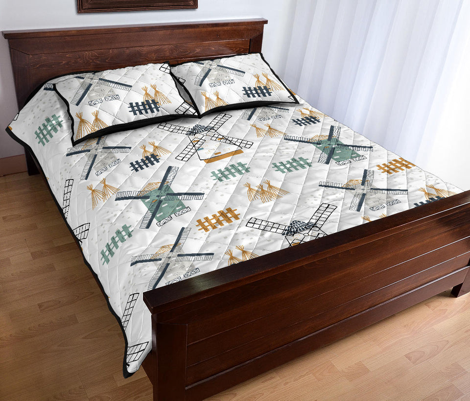 windmill pattern Quilt Bed Set