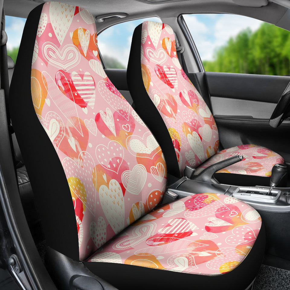 Hand Drawn Heart Design Pattern Universal Fit Car Seat Covers