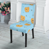 Brown Cute Pomeranian Blue Blackground Dining Chair Slipcover