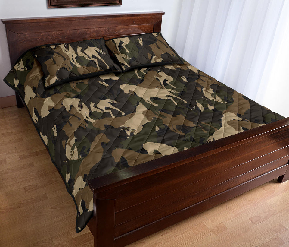 Horse Camo Camouflage Pattern Quilt Bed Set