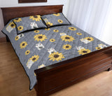 Cute hamster sunflower pattern background Quilt Bed Set