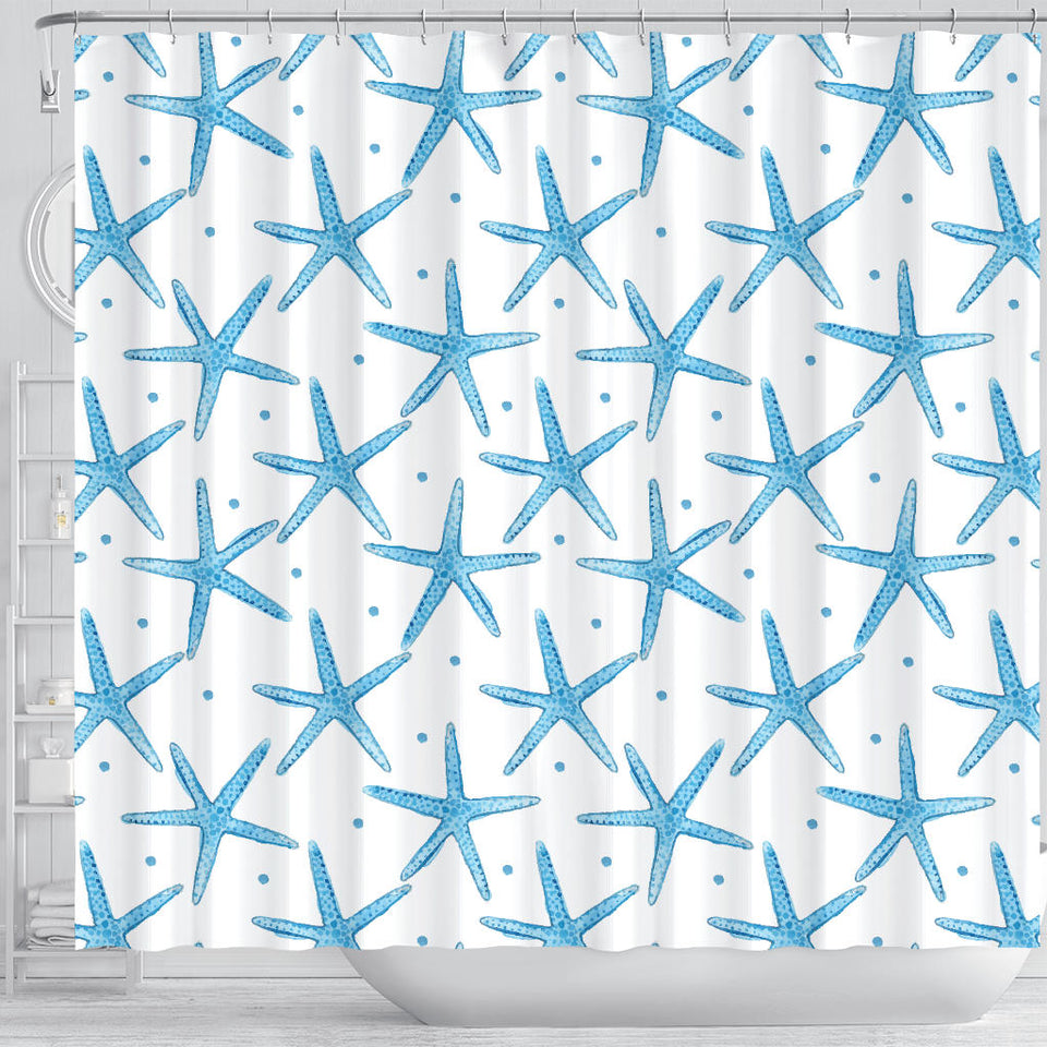 Watercolor Starfish Pattern Shower Curtain Fulfilled In US