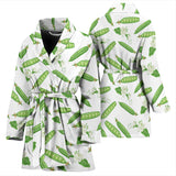 Green Peas Pattern Print Design 04 Women's Bathrobe