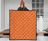 Engine Piston Orange Background Pattern Print Design 05 Premium Quilt