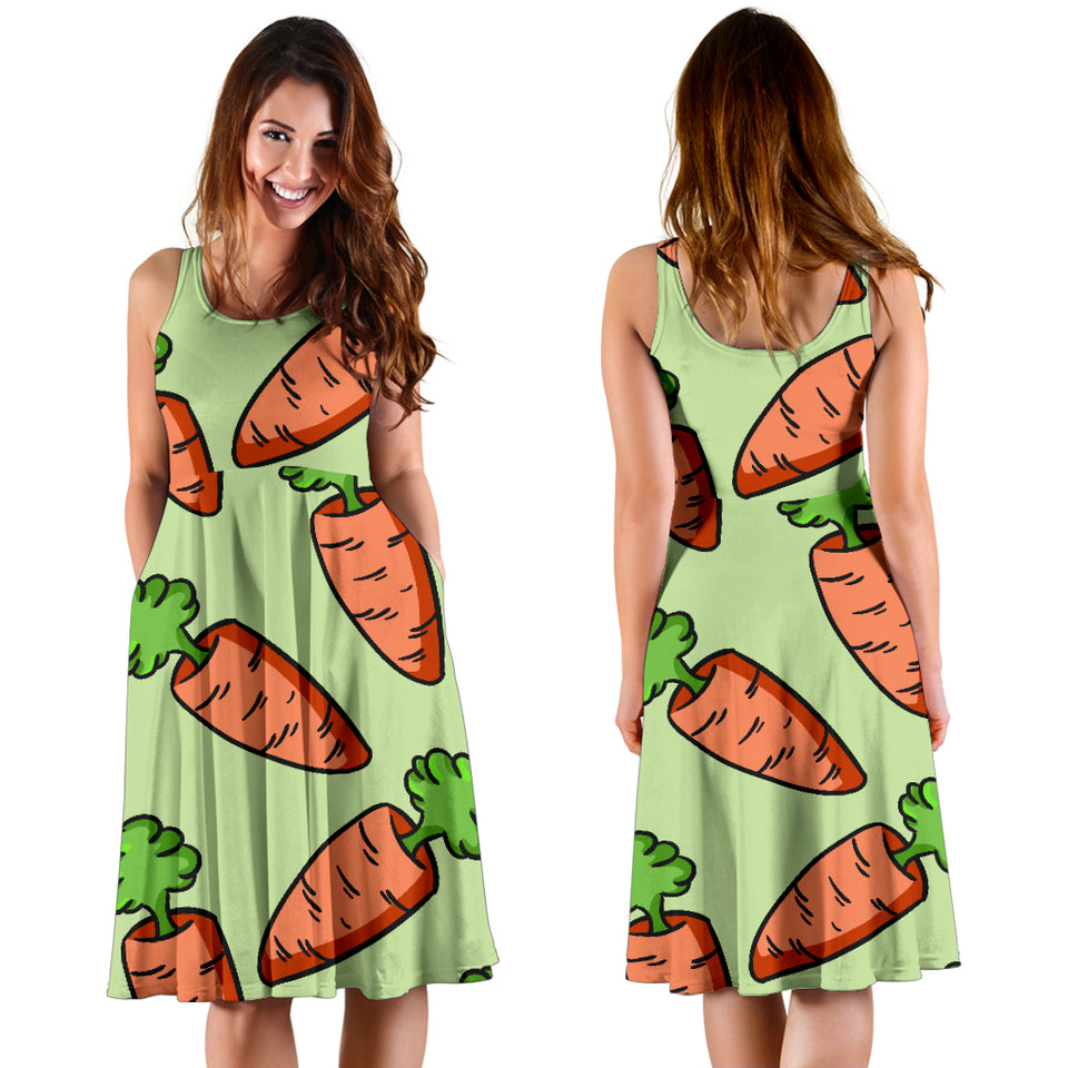 Carrot Pattern Print Design 05 Sleeveless Midi Dress