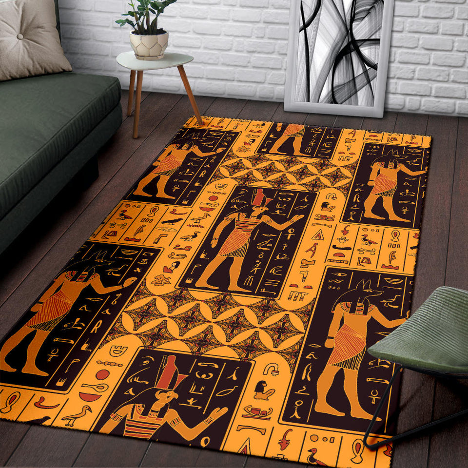 Egypt Hieroglyphics Pattern Print Design 05 Area Rug