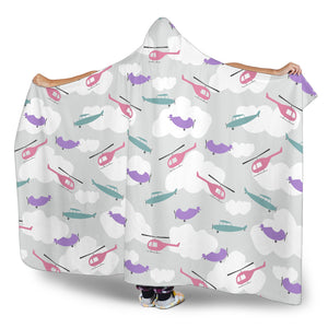 Helicopter Plane Pattern Hooded Blanket
