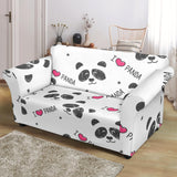 Hand Drawn Faces Of Pandas Pattern Loveseat Couch Slipcover