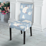 Cute Polar Bears Christmas Decoration Pattern Dining Chair Slipcover