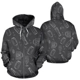 Beer Hand Drawn Pattern Zip Up Hoodie