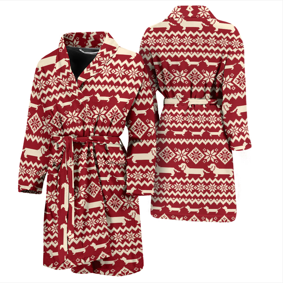 Dachshund Nordic Pattern Men'S Bathrobe