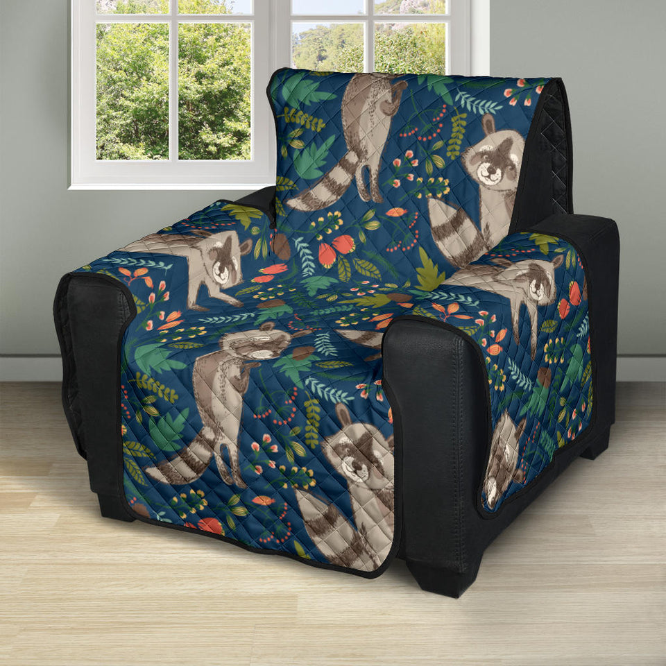 Raccoon tropical leaves pattern Recliner Cover Protector