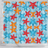 Blue Red Orange Starfish Pattern Shower Curtain Fulfilled In US
