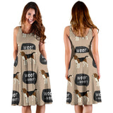 Beagle Pattern Sleeveless Midi Dress