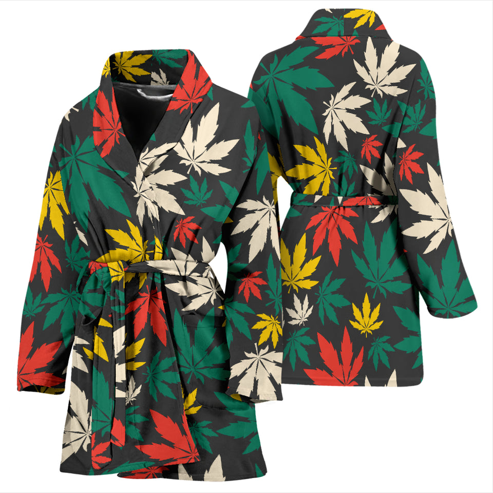 Canabis Marijuana Weed Pattern Print Design 02 Women's Bathrobe