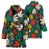 Canabis Marijuana Weed Pattern Print Design 02 Women's Bathrobe