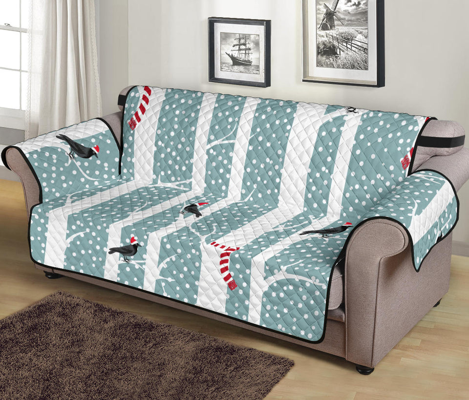 Crows christmas hat scarf Sofa Cover Protector