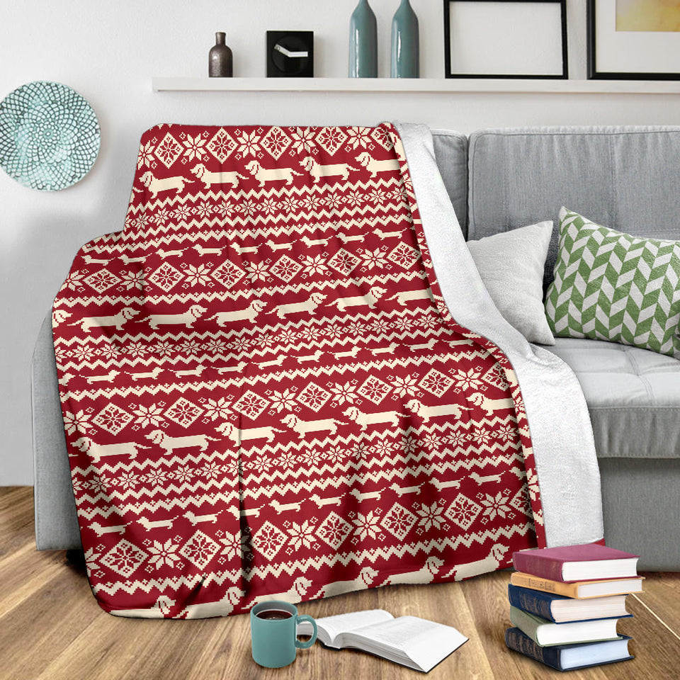 Dachshund Nordic Pattern Premium Blanket