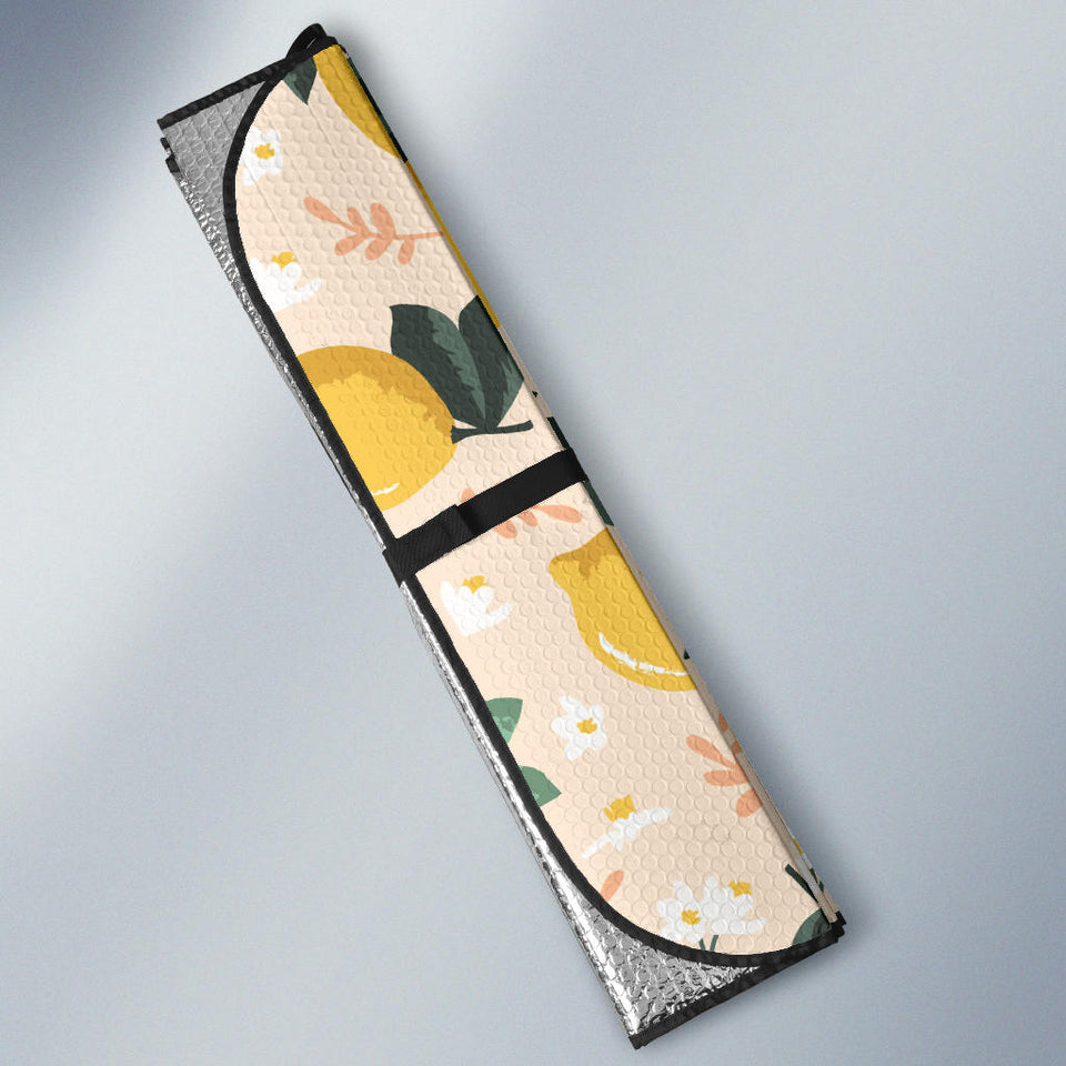 Lemon Flower Leave Pattern Car Sun Shade