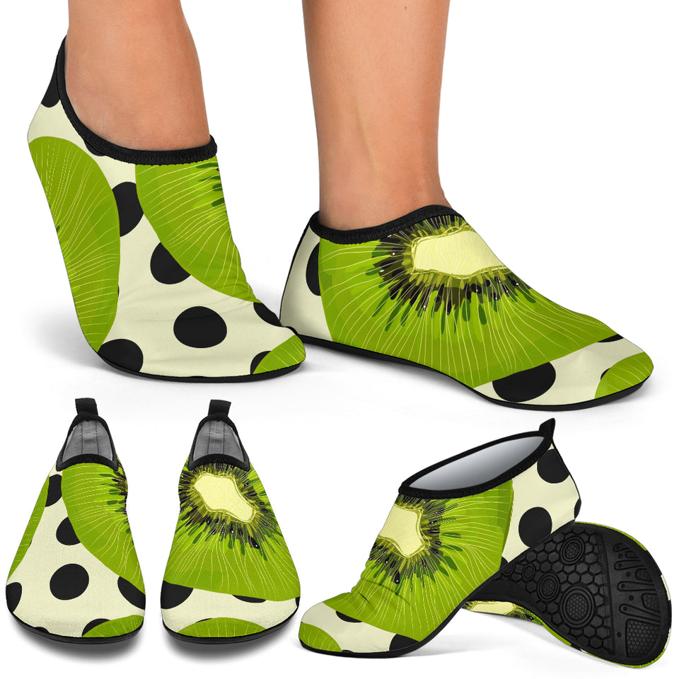 Kiwi Black Dot Background Aqua Shoes