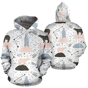 Polar Bears Star Poka Dot Pattern Men Women Pullover Hoodie