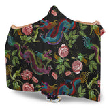 Dragons Flower Pattern Hooded Blanket