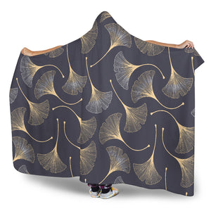 Gold Ginkgo Leaves Hooded Blanket