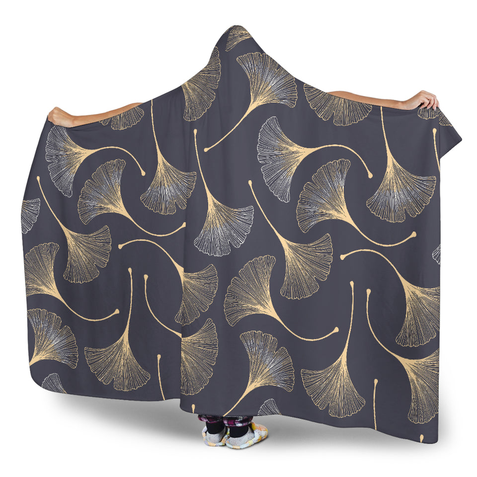 Gold Ginkgo Leaves Hooded Blanket