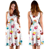 Cake Cupcake Design Pattern Sleeveless Midi Dress