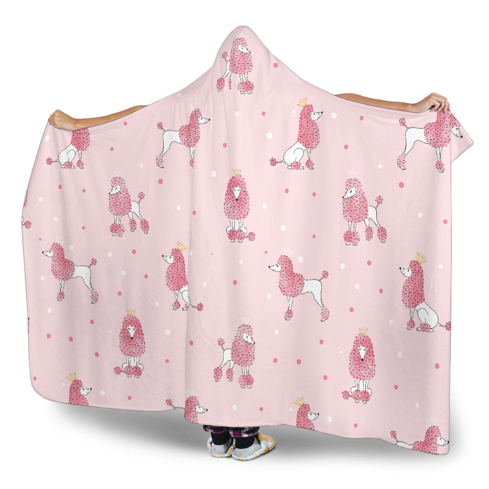 Poodle Dog Pink Color Theme Hooded Blanket