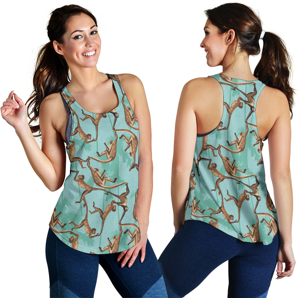 Monkey Palm tree background Women Racerback Tank Top
