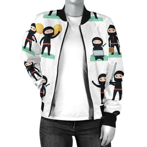 Cute Ninja Katana Sword Pattern Women'S Bomber Jacket