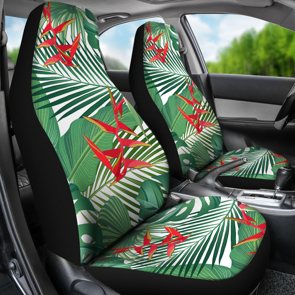 Heliconia Palm And Monstera  Leaves Pattern Universal Fit Car Seat Covers