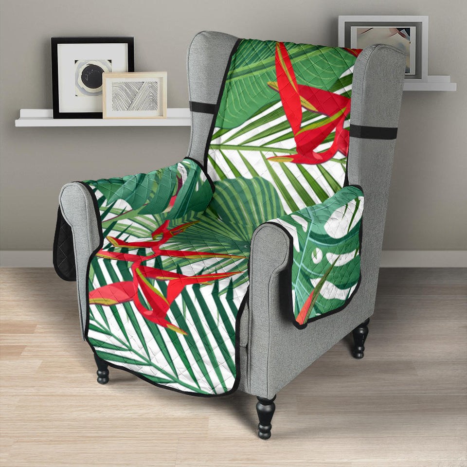 heliconia palm and monstera  leaves pattern Chair Cover Protector