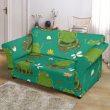 Cute Frog Dragonfly Design Pattern Loveseat Couch Slipcover