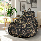 Luxurious Gold Lotus Waterlily Black Background Bean Bag Cover