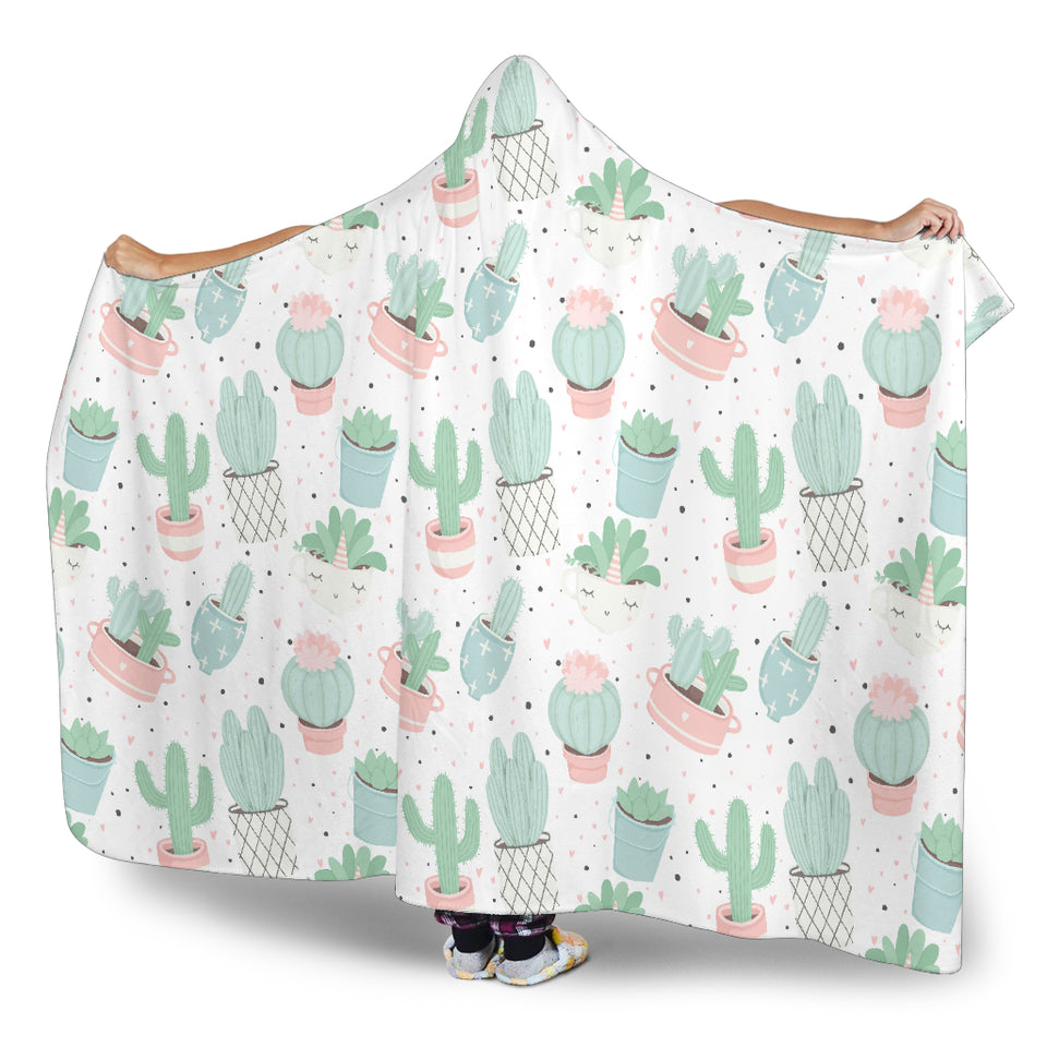 Pastel Colorcactus Pattern Copy Hooded Blanket