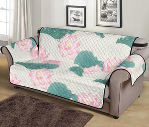 Pink lotus waterlily leaves pattern Sofa Cover Protector