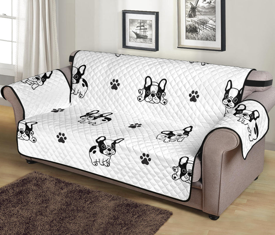 Cute french bulldog paw pattern Sofa Cover Protector