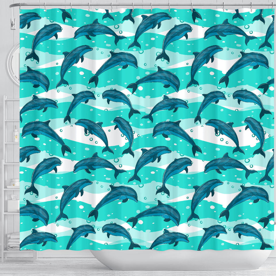 Dolphin Sea Pattern Shower Curtain Fulfilled In US