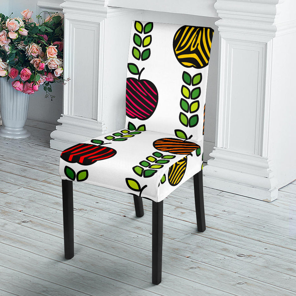 Colorful Apples Leave Zebra Stripe Dining Chair Slipcover