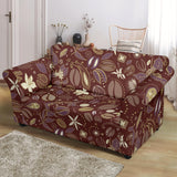 Coffee Bean Flower Pattern Loveseat Couch Slipcover