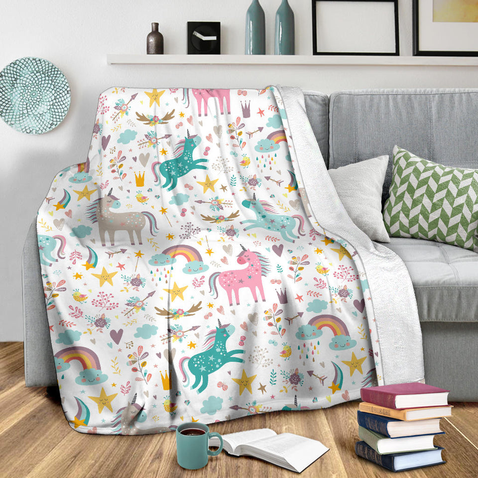 Colorful Unicorn Pattern Premium Blanket