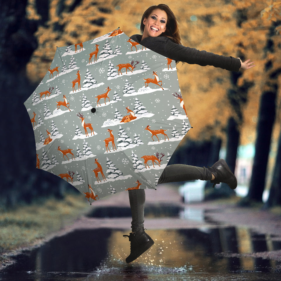 Beautiful Deers Winter Christmas Umbrella