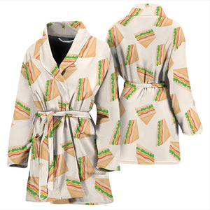 Sandwich Pattern Print Design 01 Women's Bathrobe