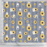 Cute Hamster Sunflower Pattern Background Shower Curtain Fulfilled In US