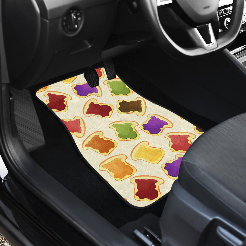 Bread Toast Pattern Print Design 02 Front and Back Car Mats